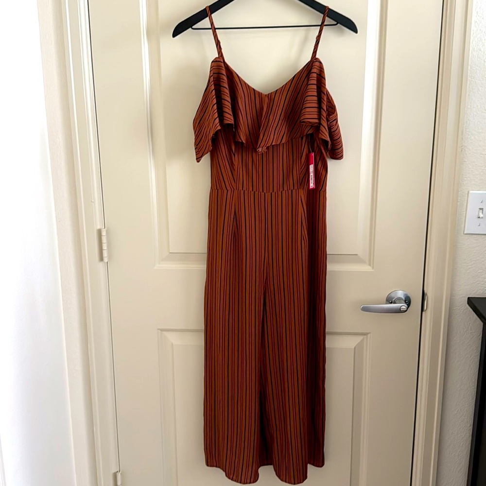 Xhilaration Rust Striped Jumpsuit